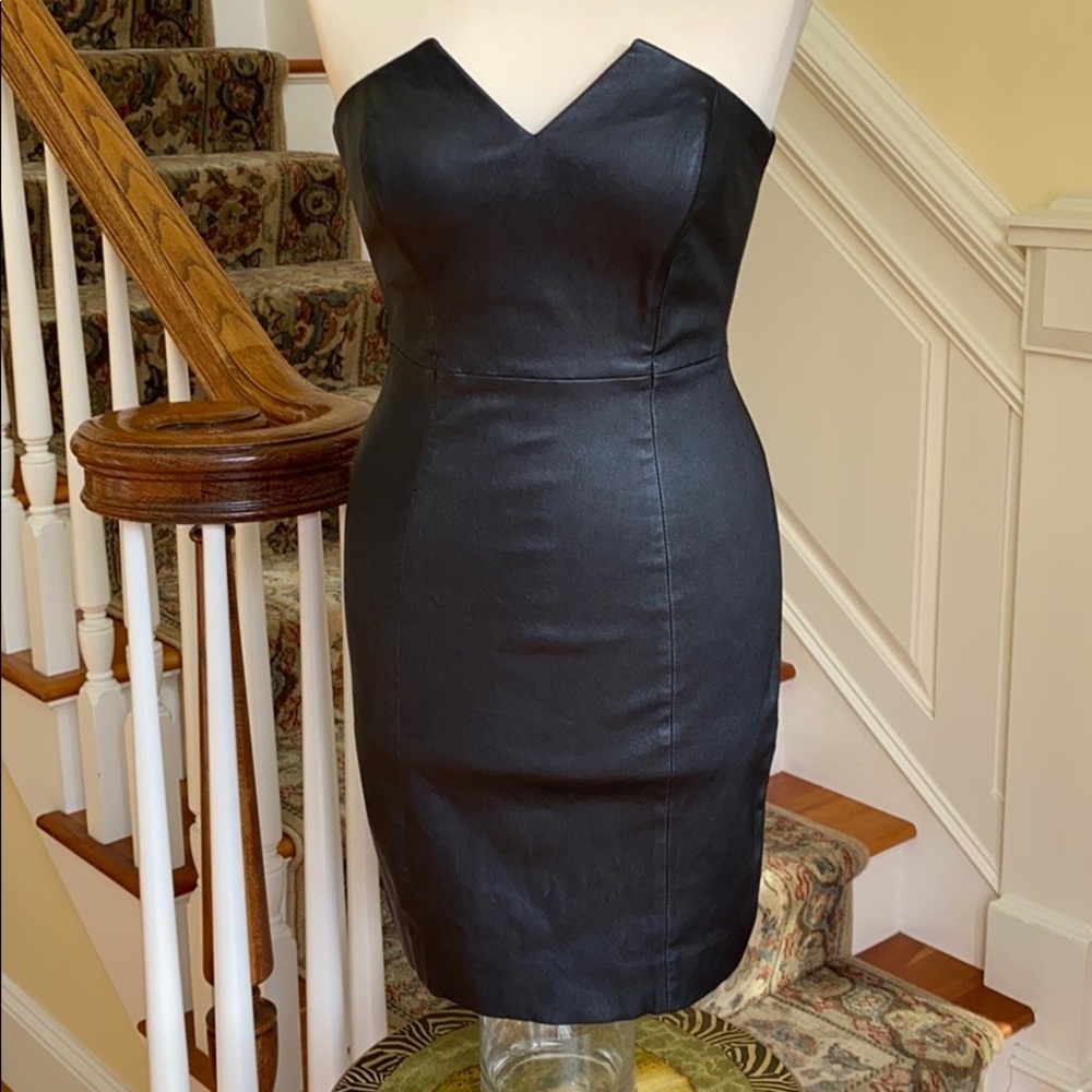 EC Catherine Malandrino leather strapless dress
